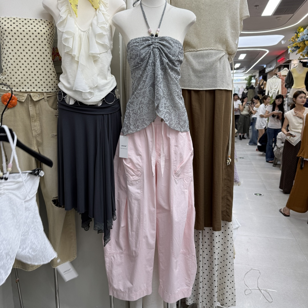 韩版挂脖抹胸上衣宽松休闲阔腿裤