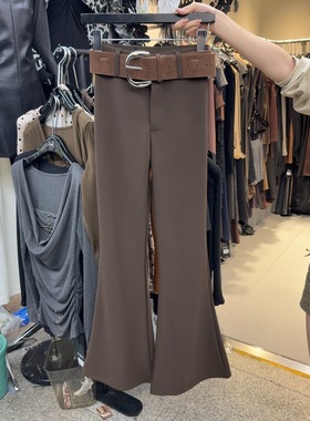 十三行现货2025秋冬新款法式修身优雅纯色百搭喇叭裤K68029W154