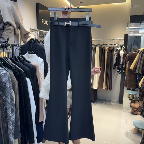 韩版时尚显瘦加绒微喇休闲裤女
