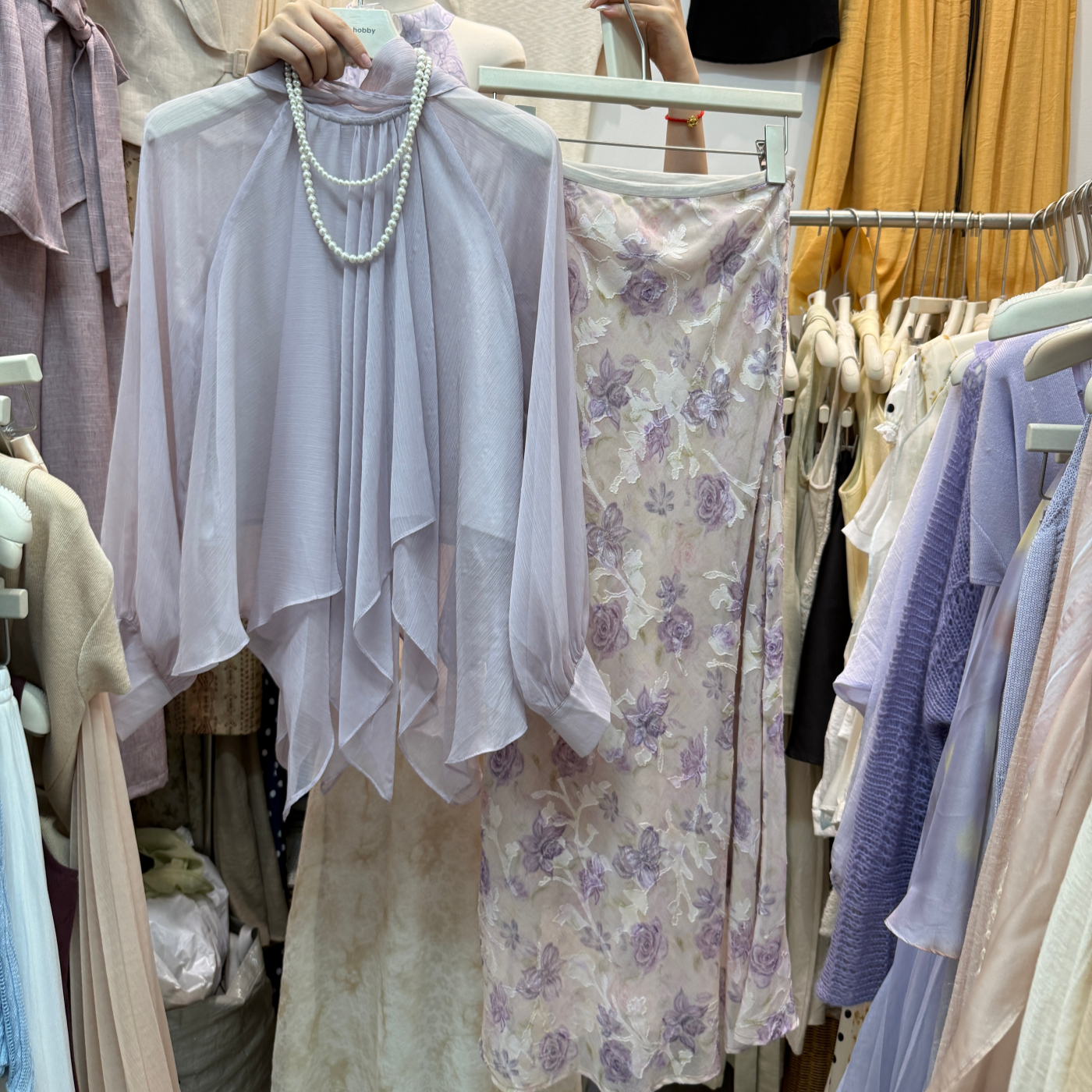 十三行现货2026春新款韩版不规则飘逸感衬衫碎花半身裙k26154w256