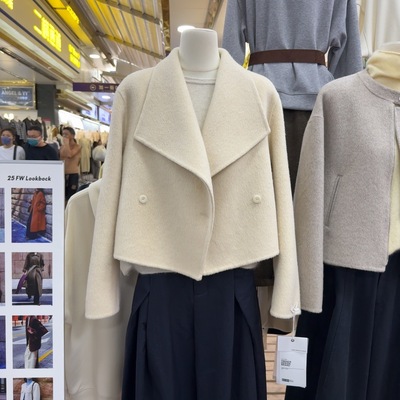 韩版时尚翻领双面羊毛短款外套