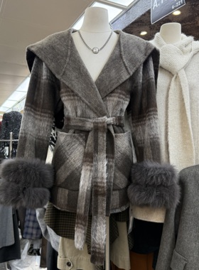 十三行拿货2025冬季新款韩版时尚翻领系带收腰羊毛大衣k68786w667