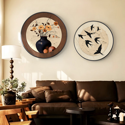 中古风柿柿如意圆形装饰画