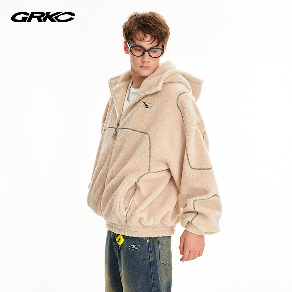 【特价清仓】GRKC吉尔卡克 明线摇粒绒外套潮流休闲情侣开衫夹克