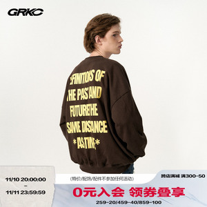 GRKC吉尔卡克 龙舌兰长袖美式复古运动上衣宽松情侣圆领卫衣男女