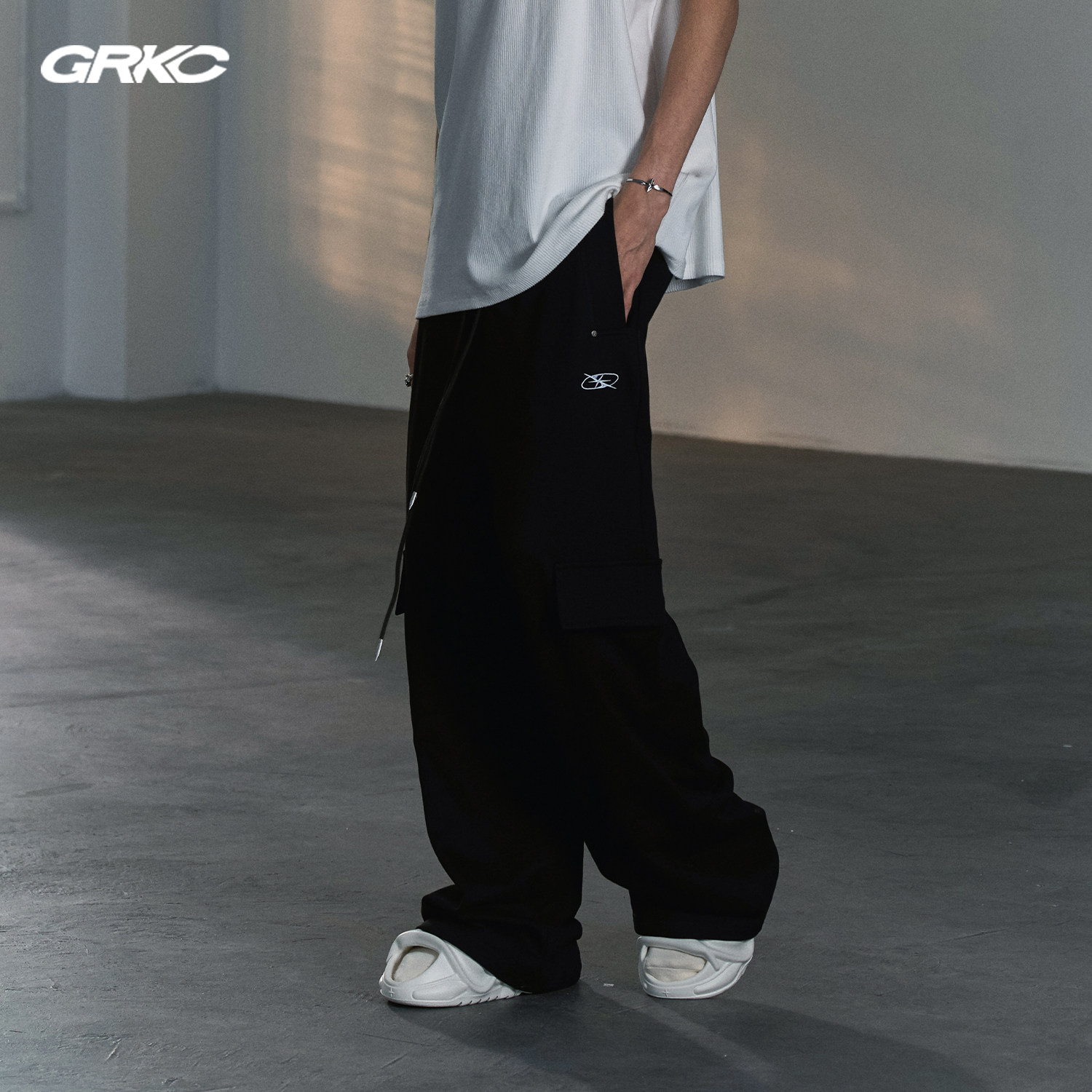 GRKC吉尔卡克 大口袋卫裤重磅纯棉工装裤运动休闲阔腿裤宽松裤子
