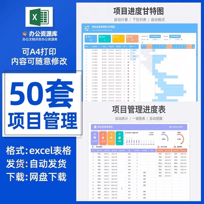项目管理进度表计划统计分析甘特图分工完成情况日月周报excel表