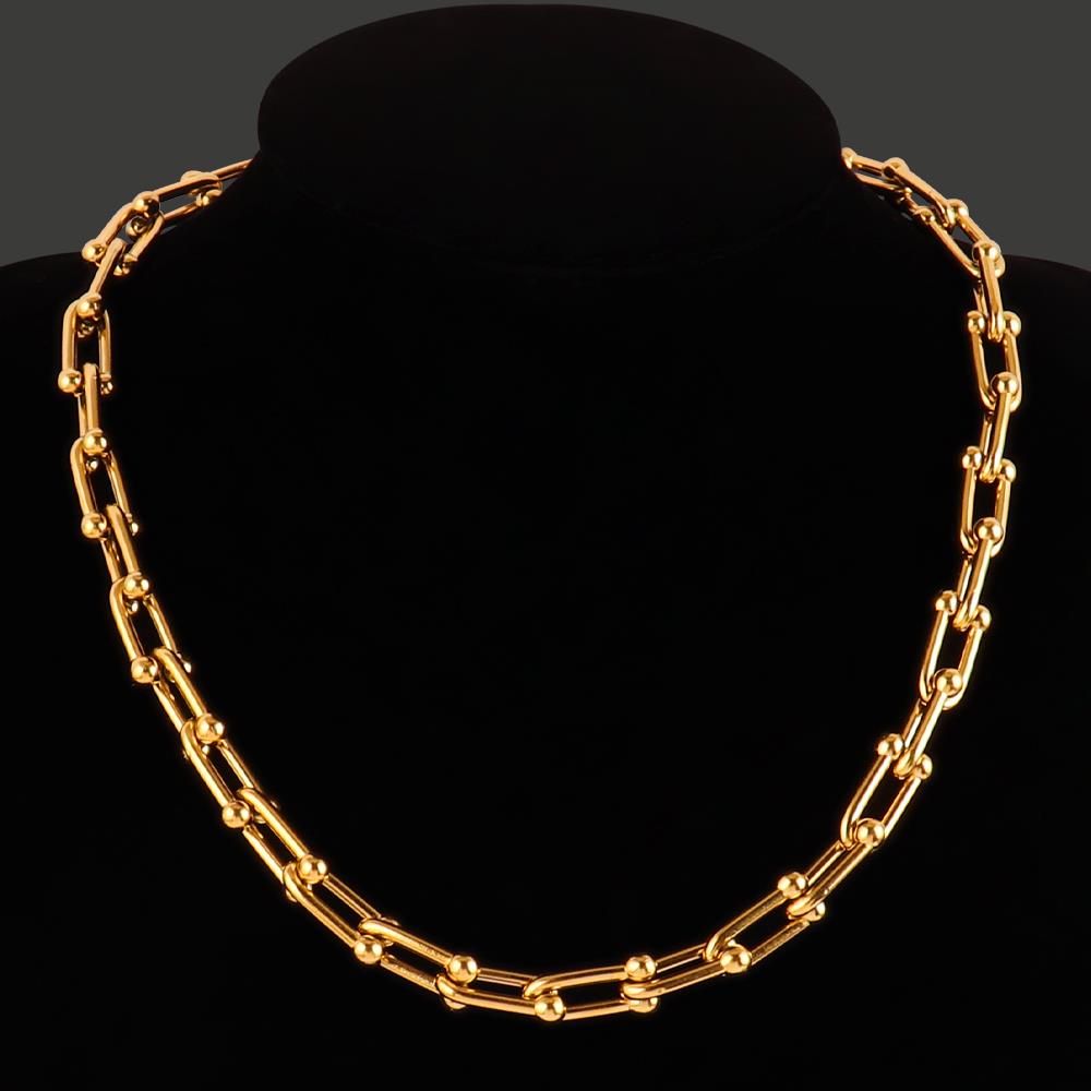 316L Stainless Steel Necklace Gold Color Thick Clavicle Chai