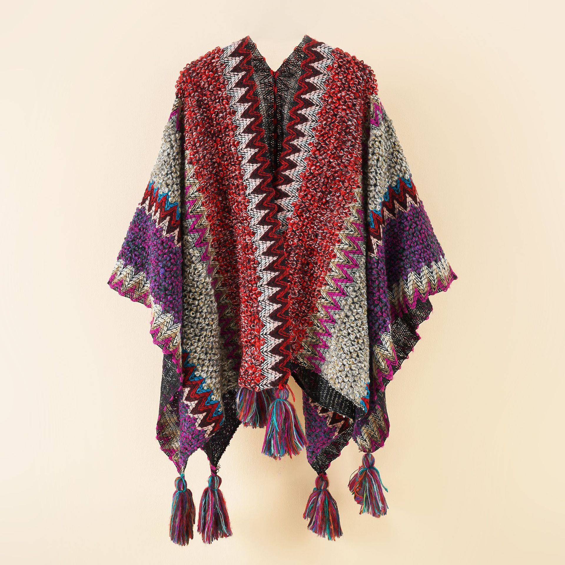 Newly woven fashionable ethnic women's color matching tasse