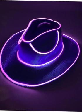 Wireless Disco Luminous Led Bride Cowgirl Hat Glowing Light