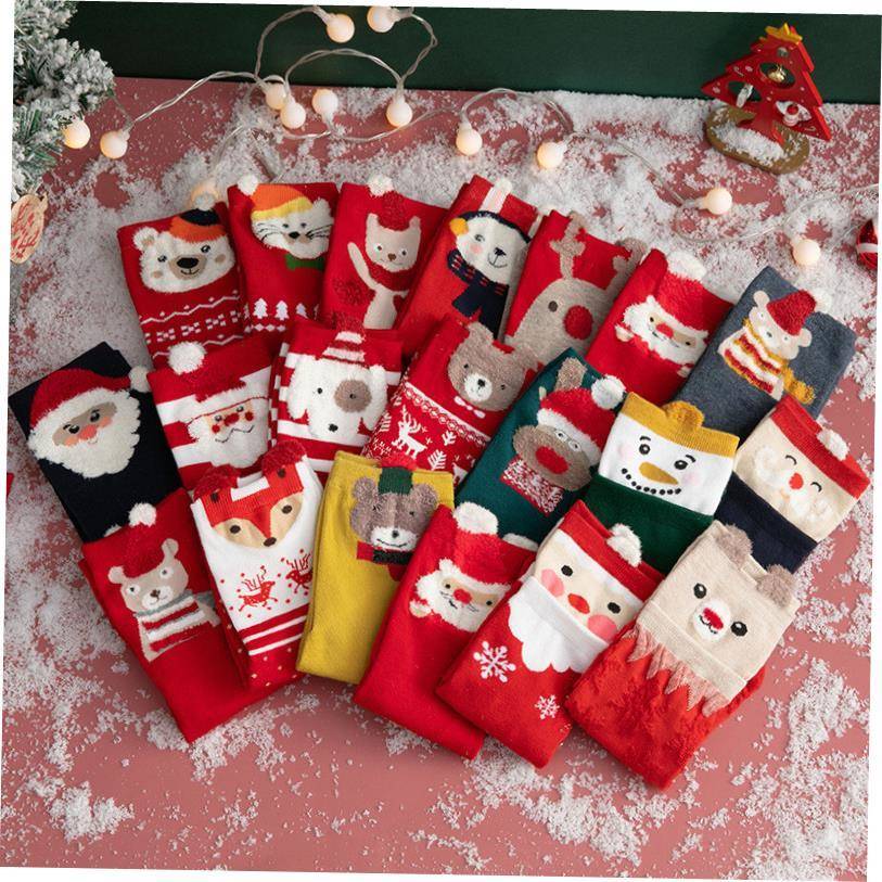 christmas decoration Christmas socks cute mid-tube socks