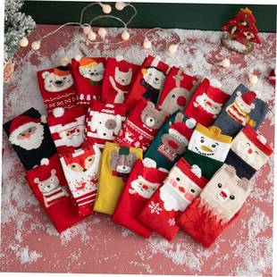 christmas decoration Christmas socks cute mid-tube socks