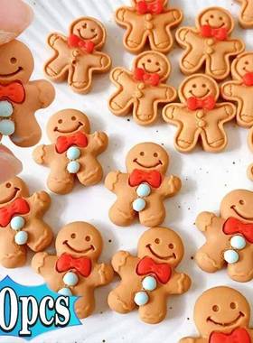 1-20PCS Cartoon Christmas Gingerbread Man Resin Flatback Cab