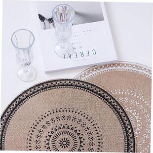 Round Lace Table Placemat Non-slip圆形美式黄麻餐垫杯垫隔热垫