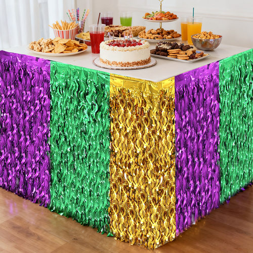 75*275cm New Orleans Mardi Gras Green Gold Purple Color-bloc