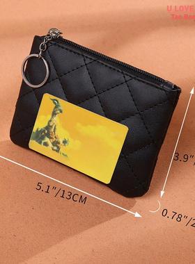 Women PU Leather Zip Coin Wallet Key Chain Fashion Small Pur