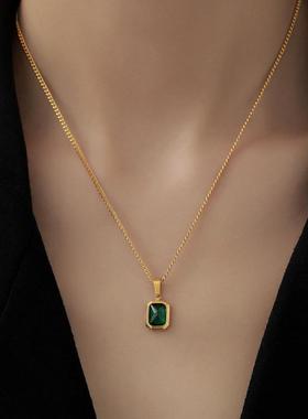 Women's trend simple emerald pendant necklace女士优雅装饰品