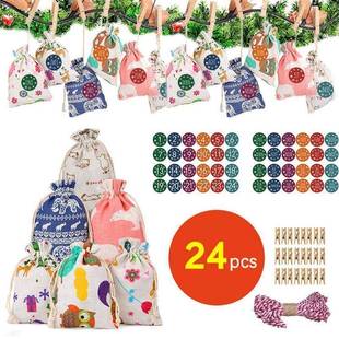 Advent Calendar Gift Bags 2024 New Year 24pcs/set Hanging
