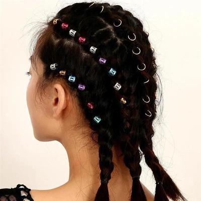 100pcs Gold Silver Dreadlock Hair Rings Adjustable Cuff