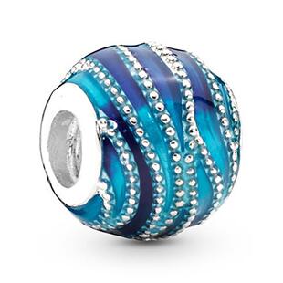 Silver Alloy Big Hole Beads Blue Crystal Beaded Starfish Moo