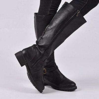 ladies winter pu leather flat boots for women long shoes2020
