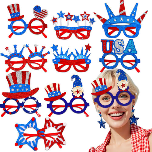 Day Decorative Glasses Gold Powder Red White Blue Five-point