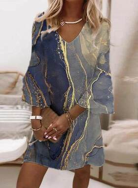 Length Mini Dress Ladies A-Line Boho Beach Dresses沙滩连衣裙