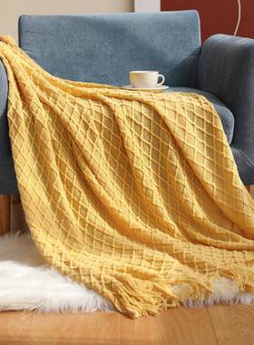Nordic Knitted Blanket Soild Color Sofa Throw Blanket Tassel