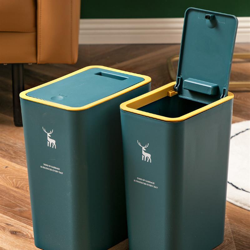 Rubbish Can Kitchen Toilet Trash with Press Lid Garbage Bin