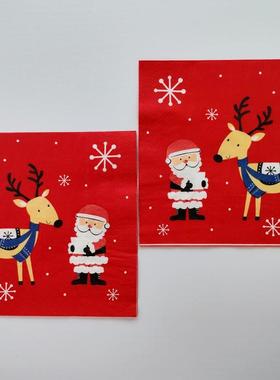 Christmas Red Paper Napkins Decoupage 圣诞节派对红色餐巾纸