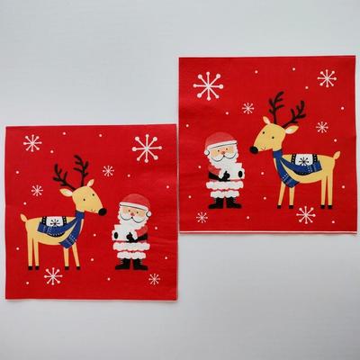 Christmas Red Paper Napkins Decoupage 圣诞节派对红色餐巾纸