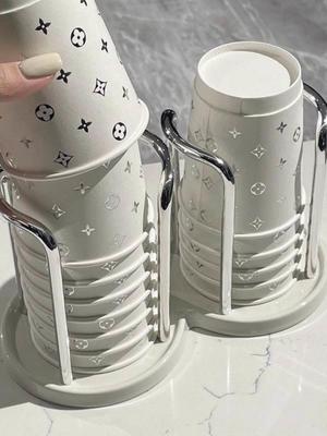 用高颜值桌面一次性杯子取杯器杯架台面轻奢纸杯架收纳置物架子家