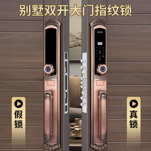 别墅双开大门人脸识别智能门锁家用农村庭院自建房入户指纹密码锁