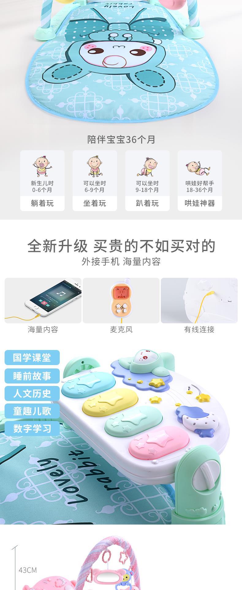 Bước lên đàn piano 0-18 tháng trò chơi thảm chân bé đồ chơi âm nhạc tập thể dục giá đỡ bàn đạp bò mat câu đố sơ sinh - Bé bò / Học cách đi bộ / Thể dục thảm chơi cho bé concung