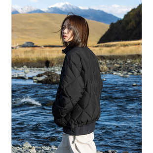 男女面包羽绒衣 情侣菱形格白鸭绒立领羽绒服 Mountain valley冬装