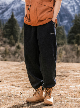 Mountain valley24SS春装刺绣束脚哈伦裤休闲裤 男女宽松长裤卫裤