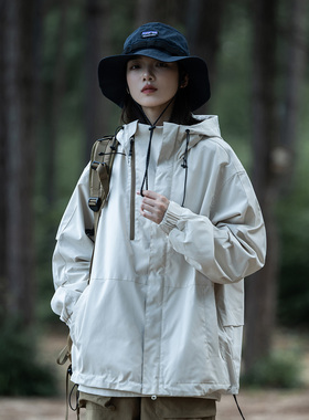 Mountainvalley户外机能拉链撞色冲锋衣休闲徒步登山夹克男女外套