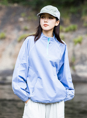 Mountain户外轻量化冬训半拉链套头夹克情侣休闲运动徒步骑行上衣