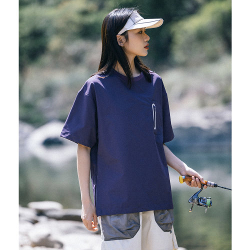 Mountainvalley夏季户外机能侧拉链凉感透气运动休闲短袖T恤男女