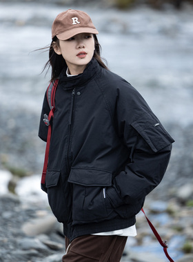 Mountain valley23短款休闲立领90白鸭绒羽绒服 男女羽绒夹克外套