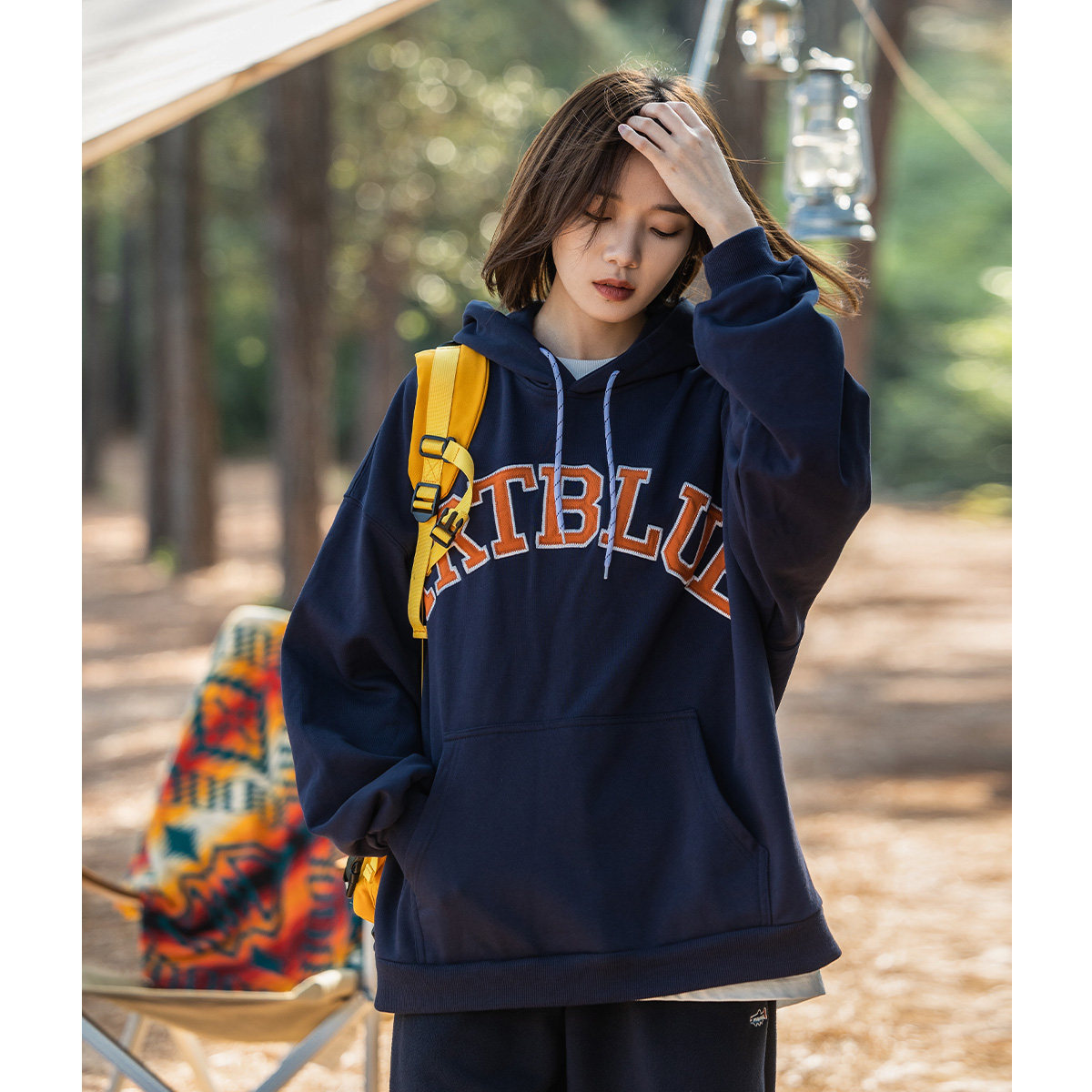 mountain valley秋冬户外360g字母重磅连帽套头卫衣 情侣男女款