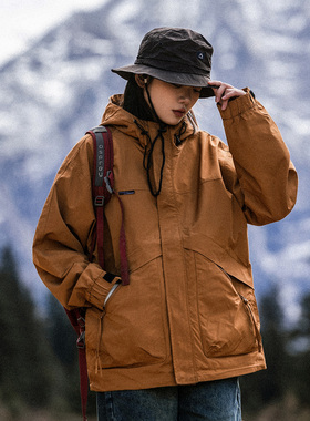 Mountain valley山系户外连帽工装外套男女宽松情侣登山服夹克