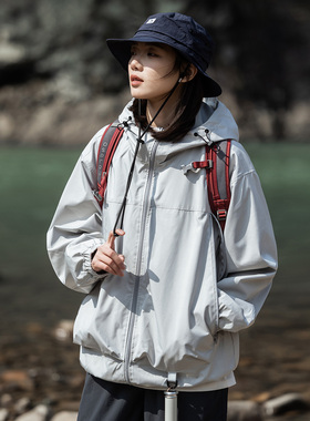 Mountain valley春装户外大口袋连帽冲锋衣防风防水男女夹克外套