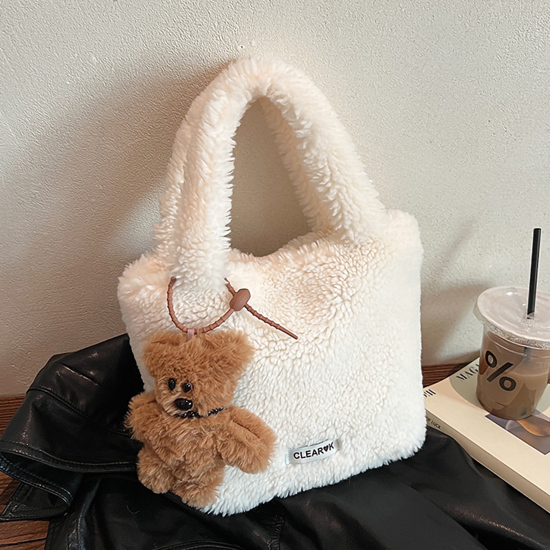秋冬季超火手提毛绒绒小包包女2025新款洋气百搭斜挎包毛毛水桶包