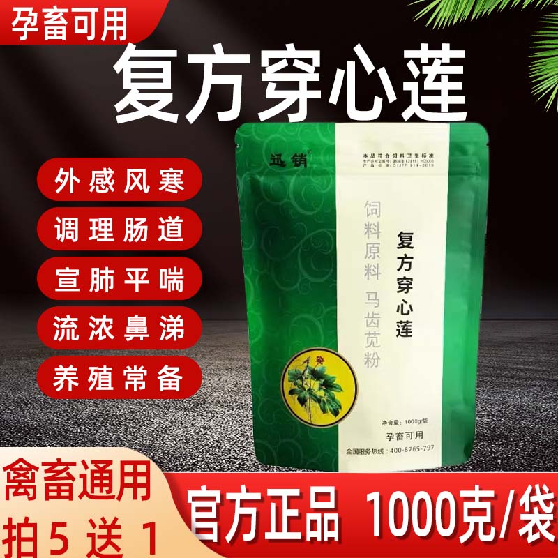 穿心莲粉兽用鸡鸭鹅猪牛羊调理肠道风寒气喘湿热泻痢红黄白痢平喘
