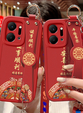 适用华为荣耀Play7T手机壳防摔RKY-AN10硅胶软边Honor斜挎腕带Play7tpro镜头全包保护套女中国风背带挂绳新款