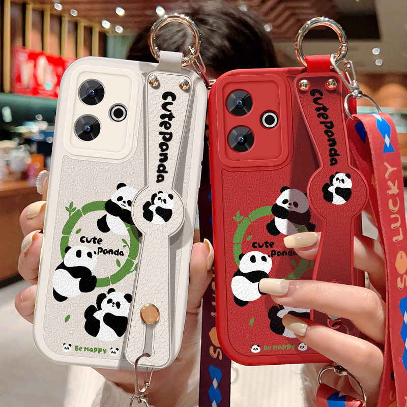 红米note13R卡通熊猫硅胶手机壳