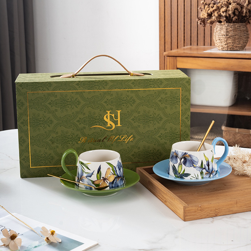 复古咖啡杯碟一杯一碟礼盒咖啡杯套装高级感下午茶杯陶瓷水杯礼物