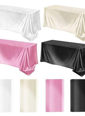 Rectangle Tablecloth Satin Table Cloth Bright Smooth White P