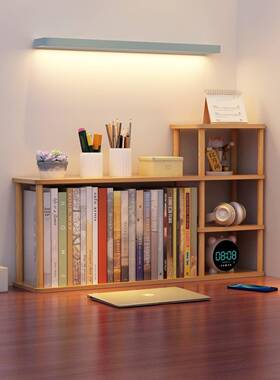Bookshelf wooden student study multi-layer storage bookcase0